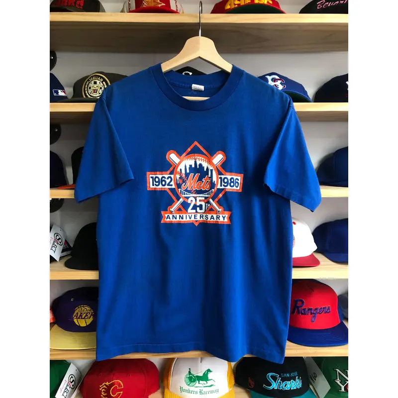 Vintage 1986 Trench New York Mets 25 Year Anniversary Tee Size M/L