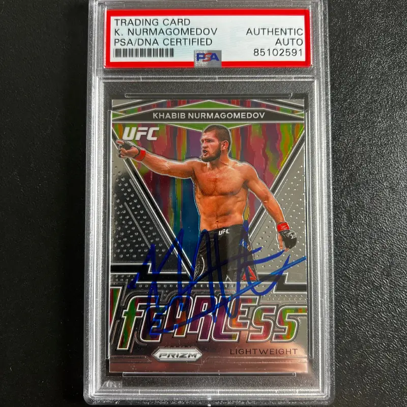 2021 Panini Prizm #22 Khabib Nurmagomedov Signed Card PSA Slabbed