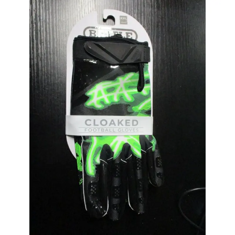 New Battle Cloaked "Nightmare" Neon Green Football Receiver Gloves - Youth Small