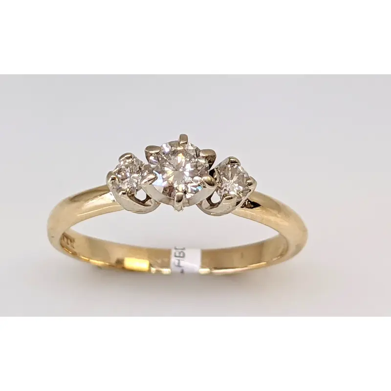 14K .42 CARAT TOTAL WEIGHT SI2 J DIAMOND ROUND (3) ESTATE TRINITY RING 2.3 GRAMS
