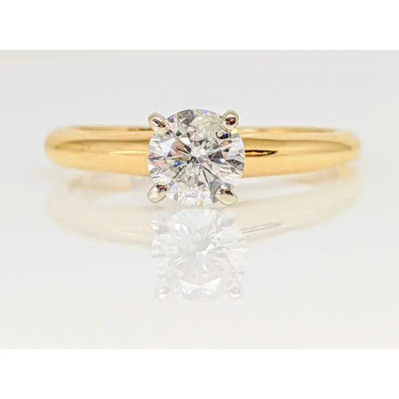 14K .47 CARAT TOTAL I2 J DIAMOND ROUND SOLITAIRE ESTATE RING 2.02 GRAMS