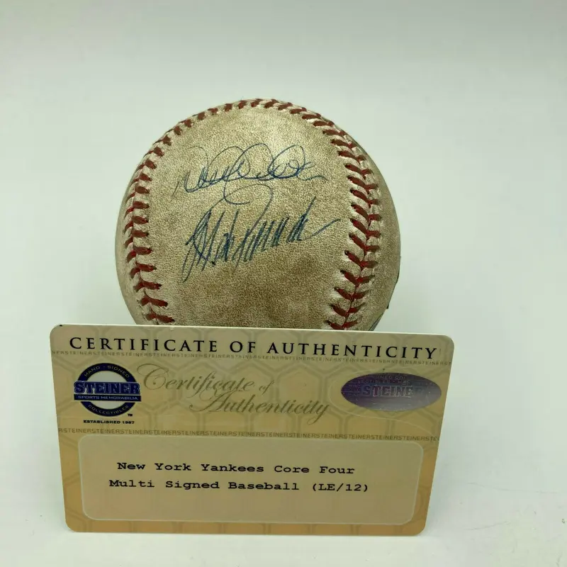 Derek Jeter Mariano Rivera Core Four Signed Game Used Baseball Steiner COA 2/12