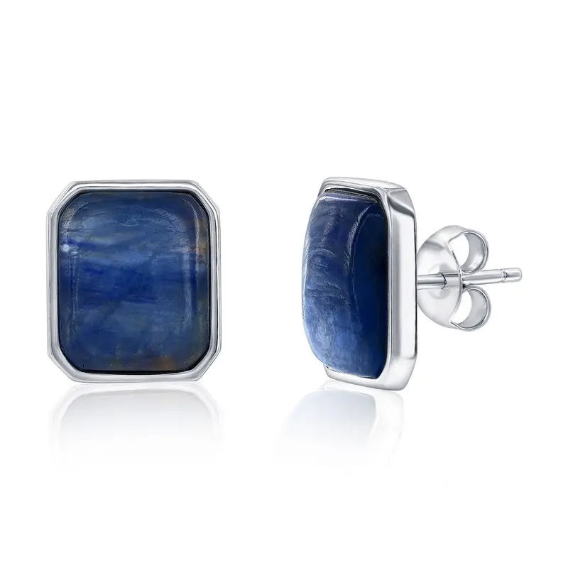 Sterling Silver, Rectangle Earrings - Kyanite