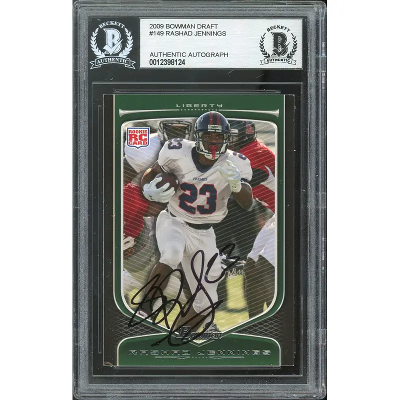 Giants Rashad Jennings Authentic Signed 2009 Bowman Draft #149 Card BAS Slabbed