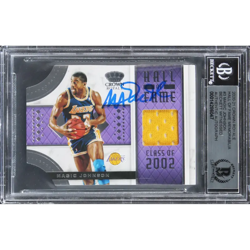 Magic Johnson  Signed 2020 Crown Royale HOF Mem #3 Card Auto 10! BAS Slabbed 2