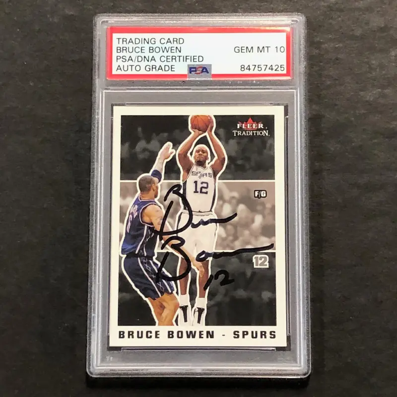 2003-04 Fleer Tradition #139 Bruce Bowen Signed Card AUTO 10 PSA Slabbed Spurs