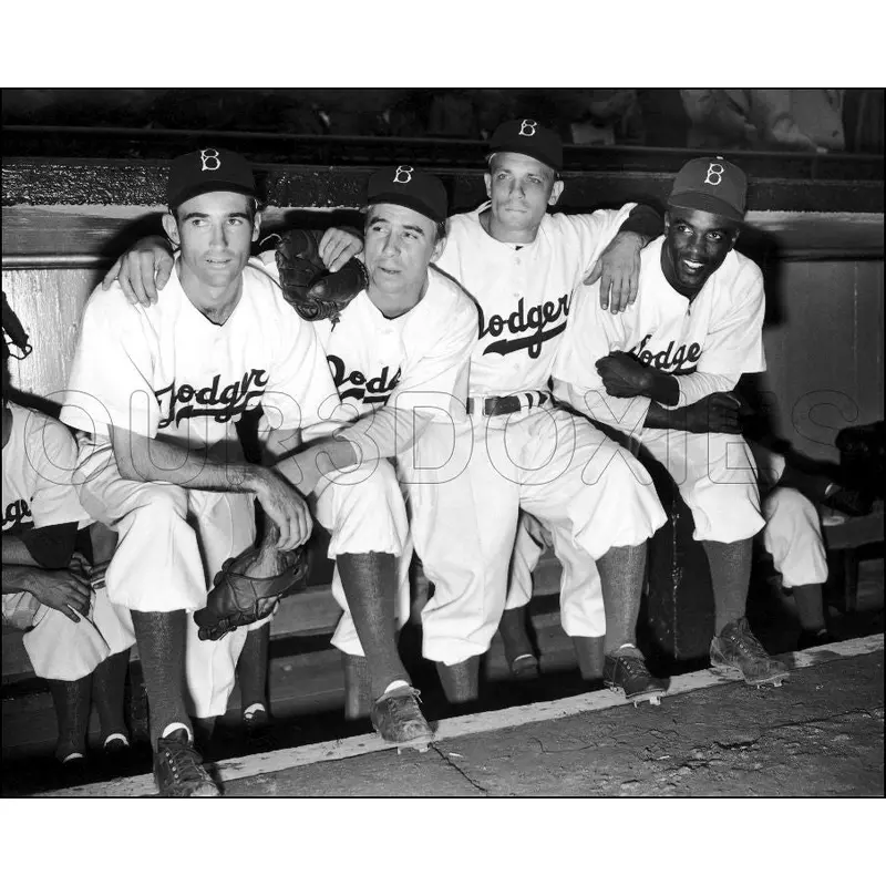 Jackie Robinson Pee Wee Reese 8X10 Photo - 1947 Dodgers Jorgensen Stanky - 11974