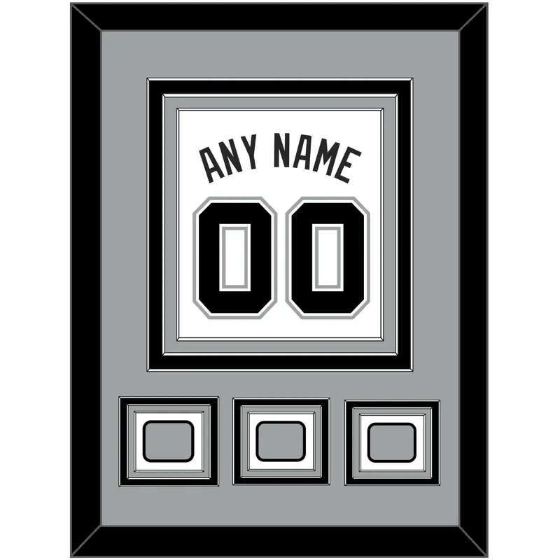 San Antonio Name & Numbers With 3 Finals Patches - Home White (2002-2017) - Triple Mat 3