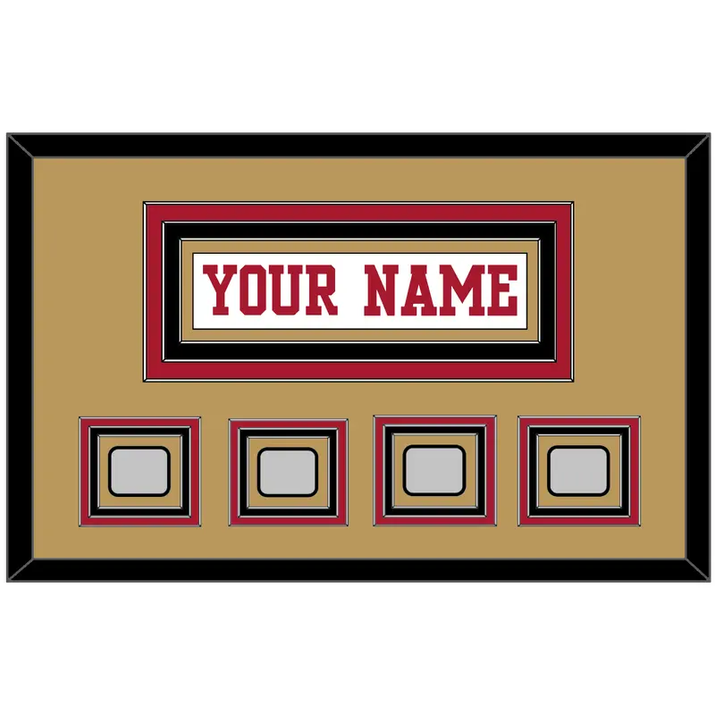 San Francisco Nameplate & 4 Super Bowl Patches - Road White - Triple Mat 5