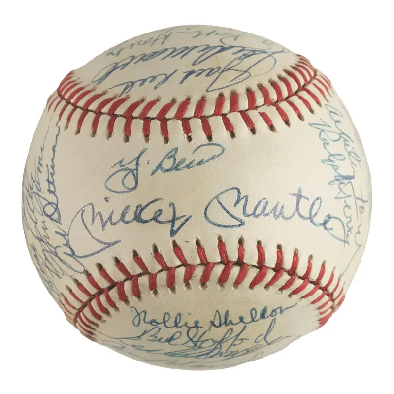 1961 New York Yankees World Series Champs Team Signed Baseball Mickey Mantle JSA