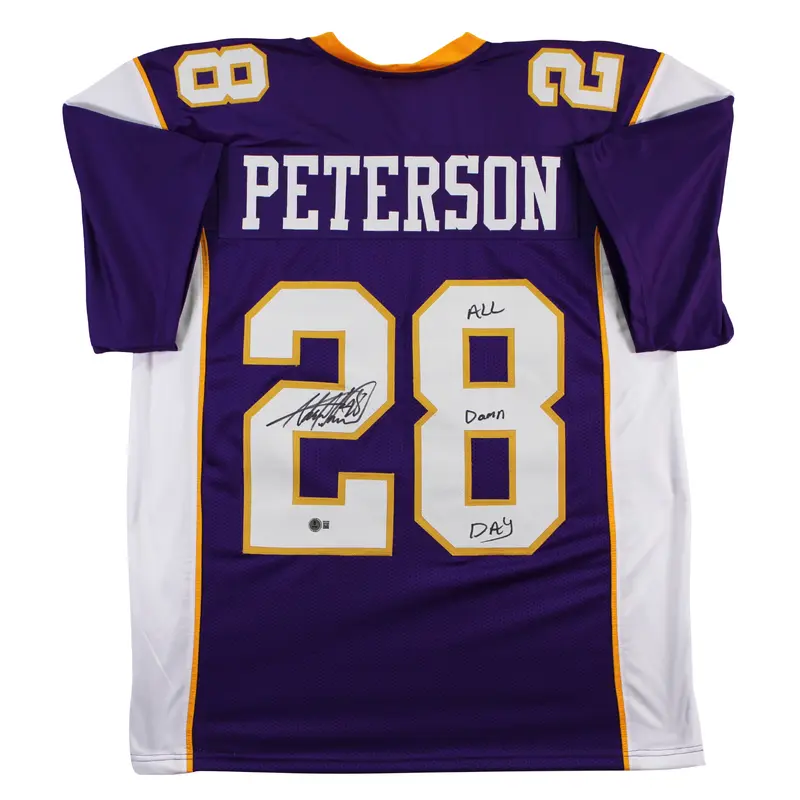 Adrian Peterson "All Damn Day" Signed Purple Pro Style Jersey BAS Witnessed