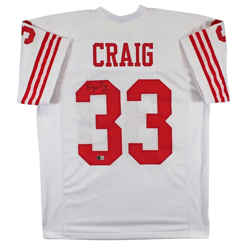 Roger Craig Authentic Signed White Pro Style Jersey Autographed BAS Witnessed