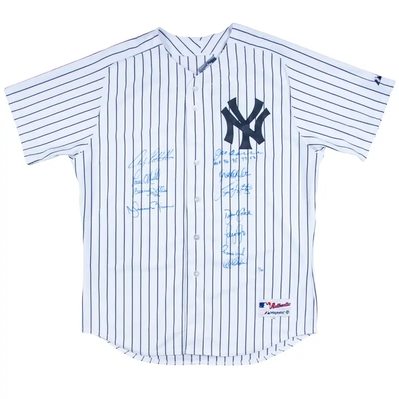 New York Yankees Dynasty Signed Jersey Derek Jeter Mariano Rivera Steiner #7/10