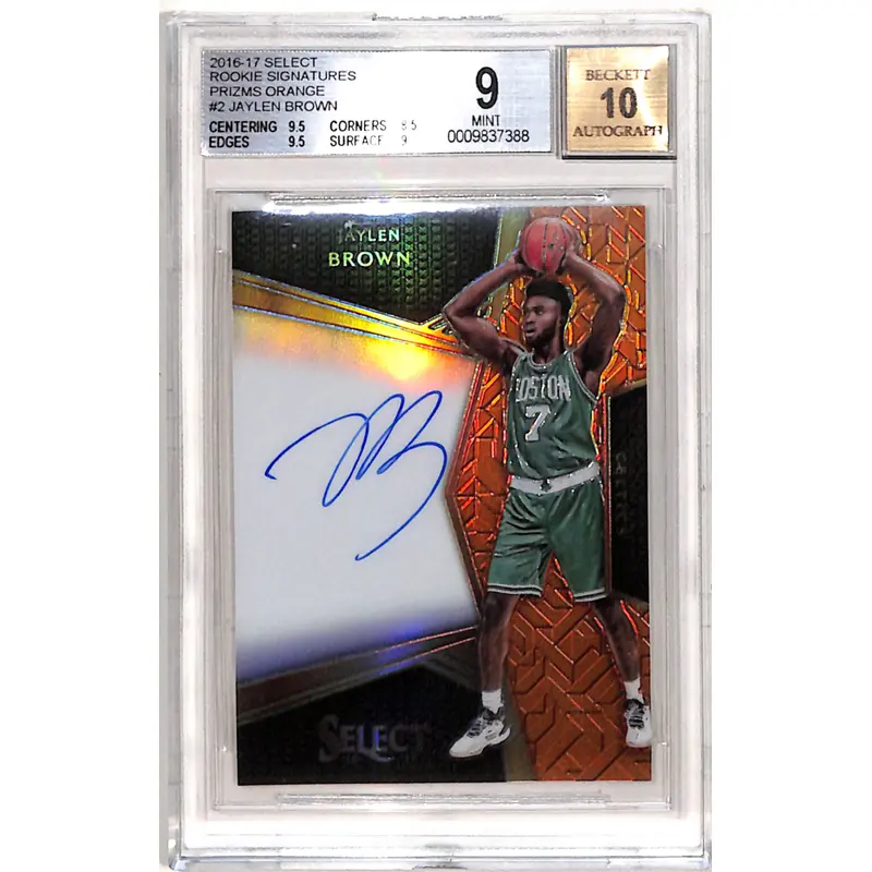 Jaylen Brown 2016 Panini Select Rookie Signatures Orange #36/60 BGS 9 Auto 10