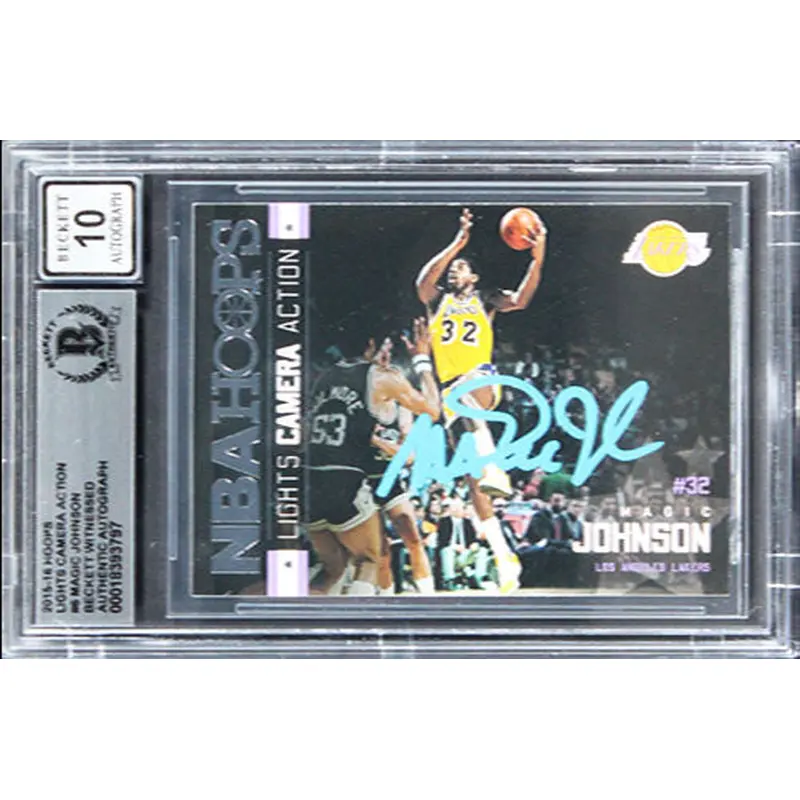 Lakers Magic Johnson Signed 2015 Hoops LCA #6 Card Auto 10! BAS Slabbed