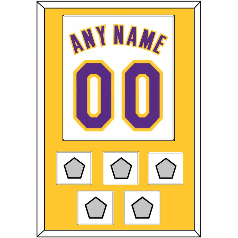 Los Angeles Name & Number With 5 Finals Patches - Alternate White (2002-2018) - Single Mat 2