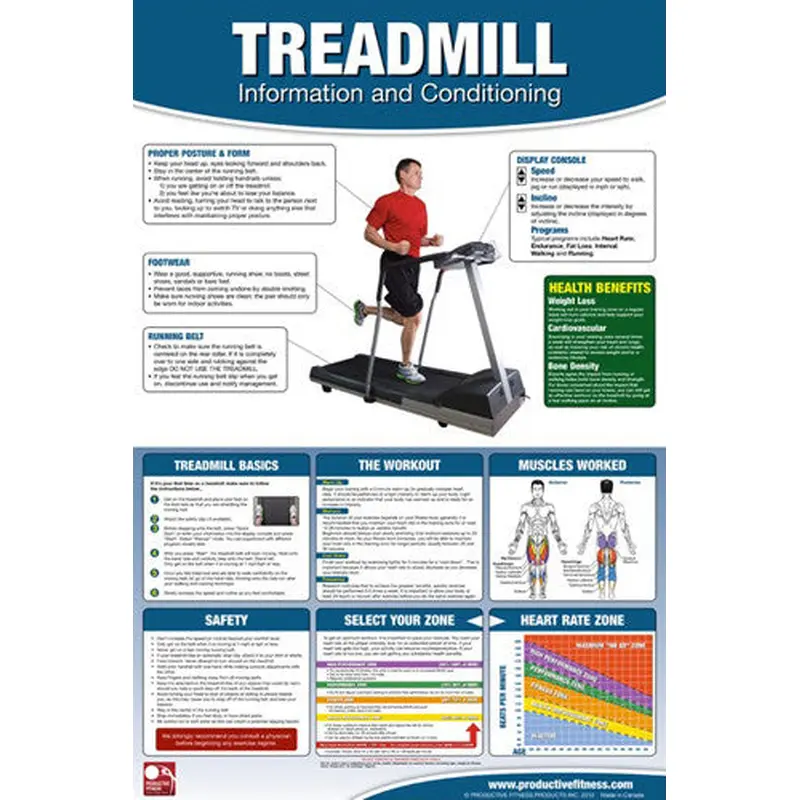 Treadmill Workout Professional Gym Wall Chart Poster - Productive Fitness