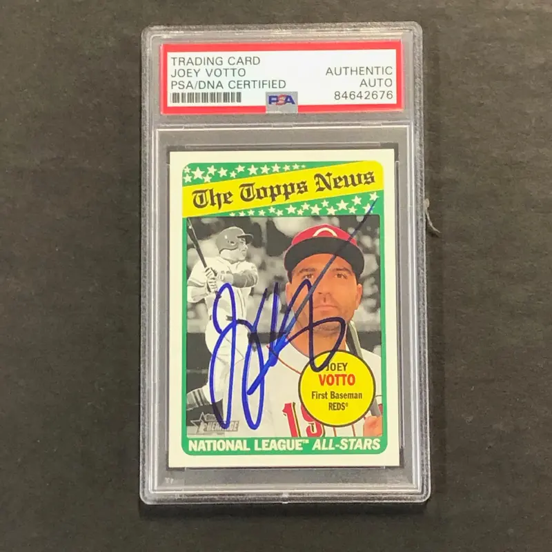 2019 The Topps News #185 Joey Votto Signed Card PSA Slabbed Auto Reds