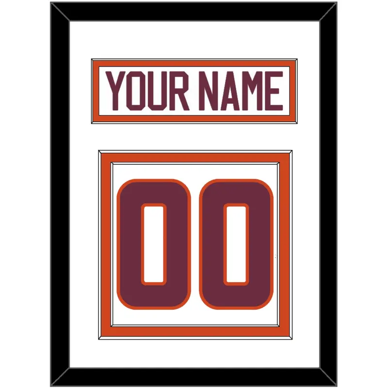 Virginia Tech Hockey Nameplate & Number (Back) - Home White - Double Mat 2