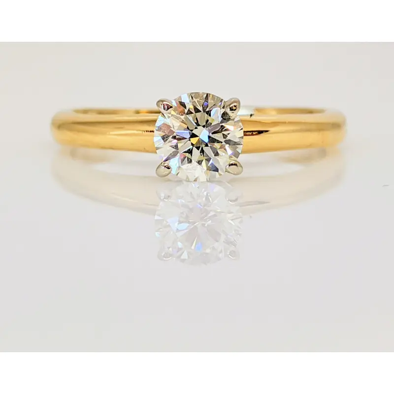 14K .42 CARAT TOTAL I1 M DIAMOND ROUND 4-PRONG SOLITAIRE ESTATE RING 1.8 GRAMS