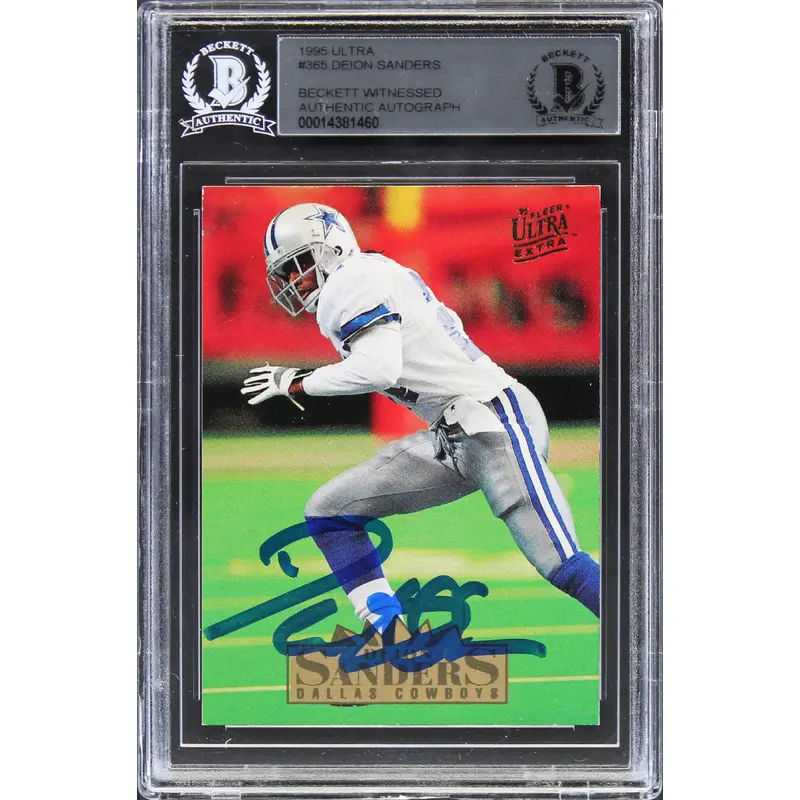 Cowboys Deion Sanders Authentic Signed 1995 Ultra #365 Card BAS Slabbed