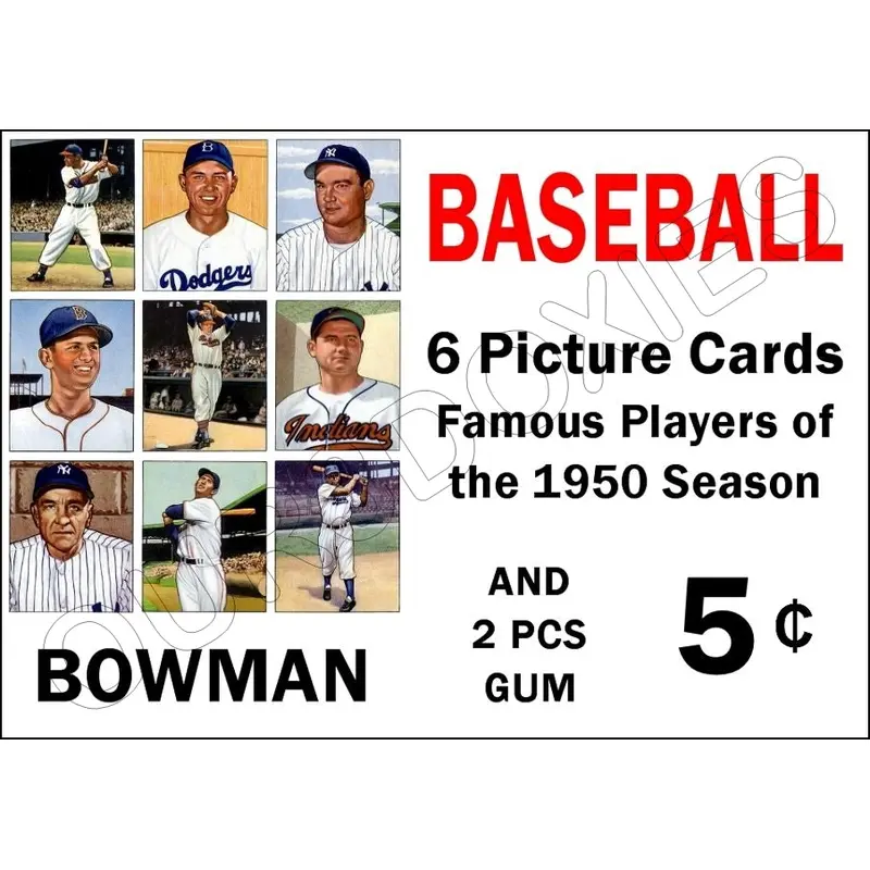 1950 Bowman Baseball Cards Store Counter Advertising Standup Sign - 47
