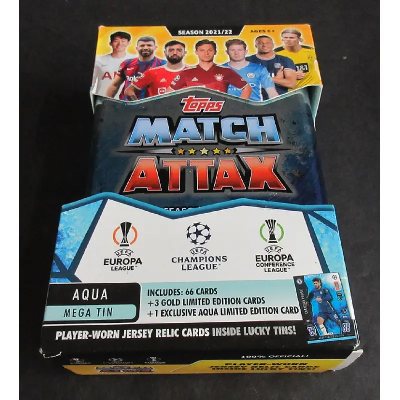 2021/22 Topps Match Attax Soccer Mega Tin Box (Aqua)