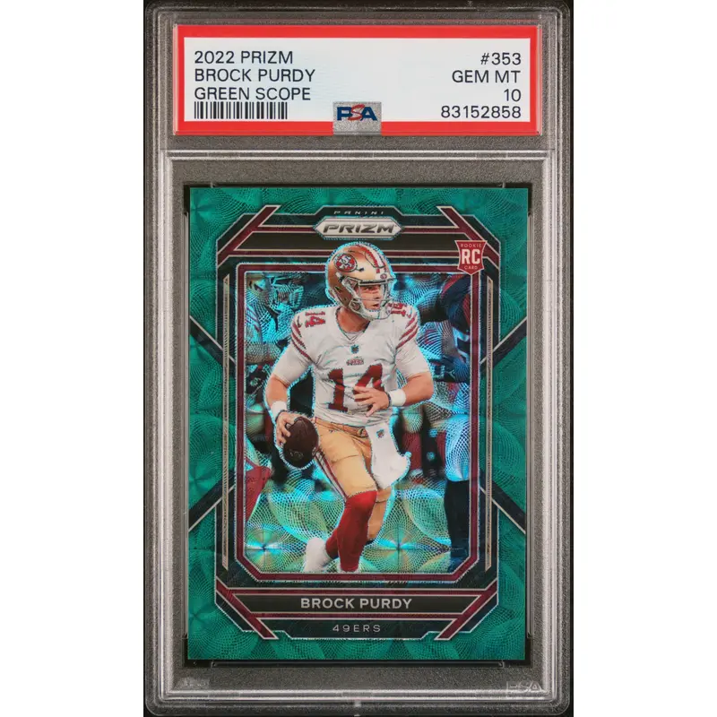 Brock Purdy 2022 Panini Prizm Rookie #353 Green Scope #68/75 PSA 10 Gem Mint
