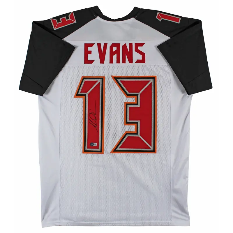 Mike Evans Authentic Signed White Pro Style Jersey w/ Black Sig BAS Witnessed
