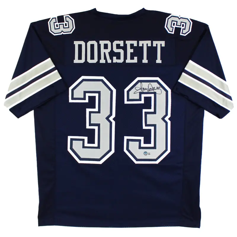 Tony Dorsett Signed Navy Blue Pro Style Jersey w/ Grey Numbers BAS Witnessed