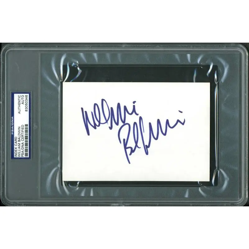 William Baldwin Authentic Signed 4X6 Index Card Autographed PSA/DNA Slabbed
