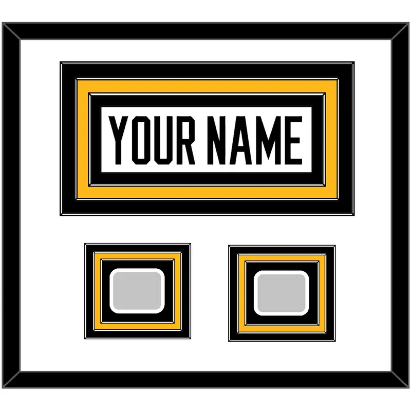 Pittsburgh Nameplate & 2 Stanley Cup Finals Patches - Home White (1988-1992) - Triple Mat 2