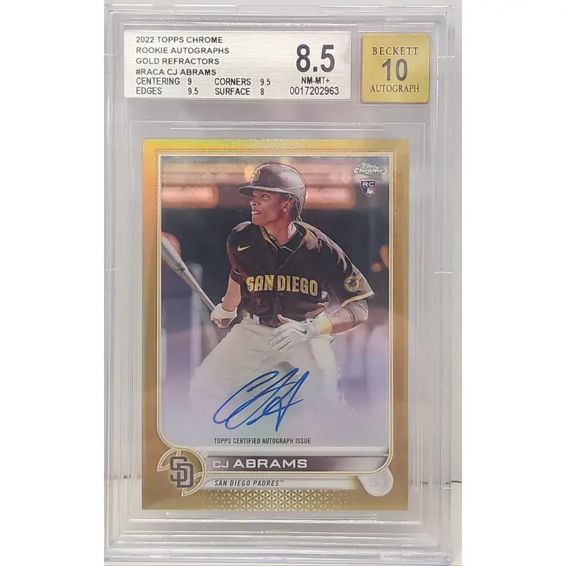 CJ Abrams 2022 Topps Chrome Gold Refractor RC Auto #26/50 BGS 8.5 Auto 10