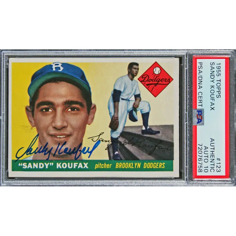 Dodgers Sandy Koufax Authentic Signed 1955 Topps #123 Card Auto 10! PSA Slabbed