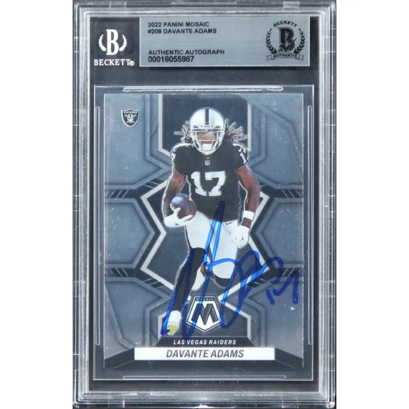 Raiders Davante Adams Authentic Signed 2022 Panini Mosaic #208 Card BAS Slabbed