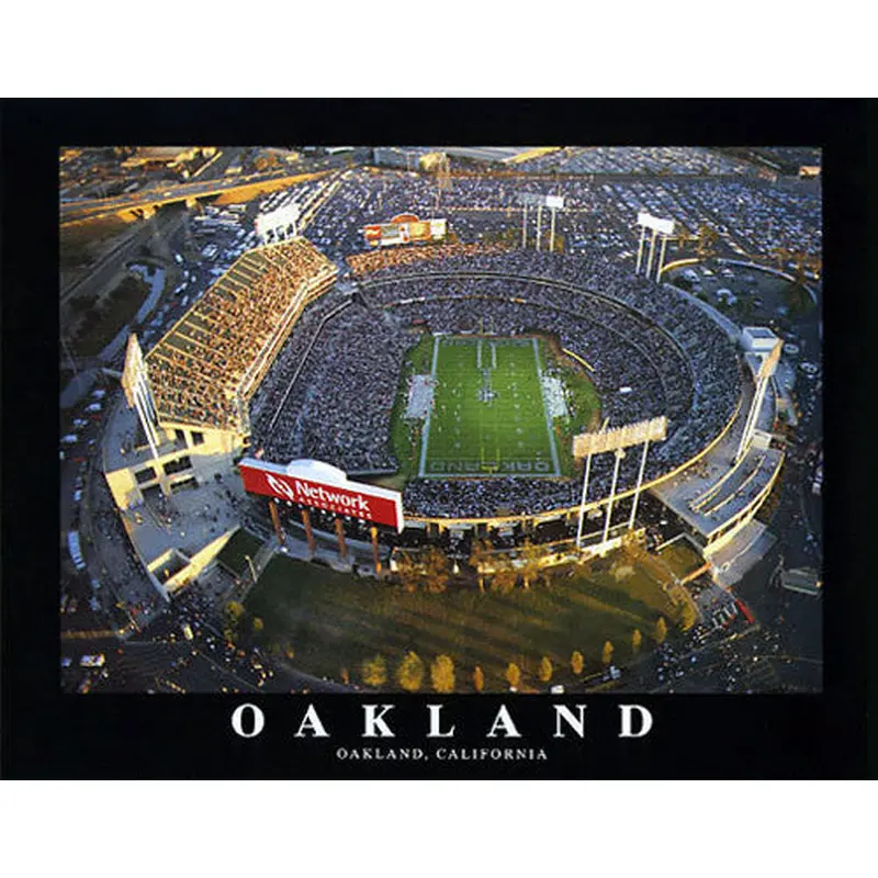 Oakland Raiders O.co Stadium NFL Football Game Night Poster Print - Aerial Views 2003