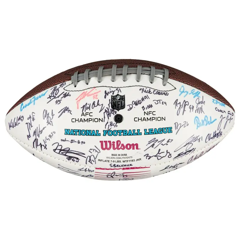 Tom Brady 2017 New England Patriots Team Signed Super Bowl LII Football Beckett