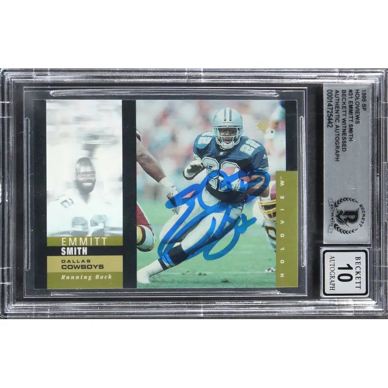 Cowboys Emmitt Smith Signed 1995 SP Holoviews #31 Card Auto 10! BAS Slabbed