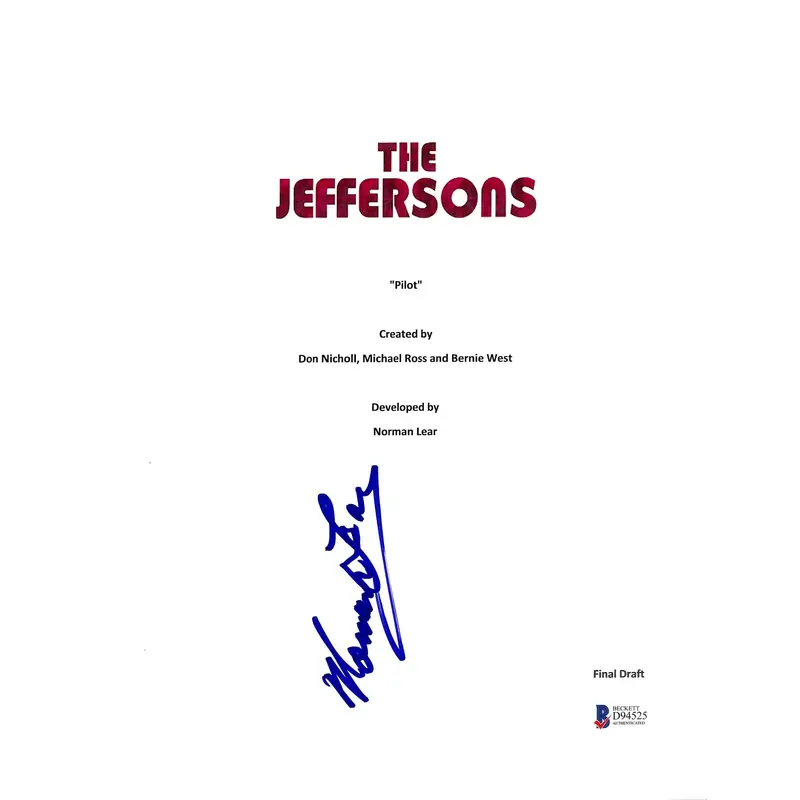 Norman Lear Authentic Signed The Jeffersons TV Pilot Script Cover BAS #D94525