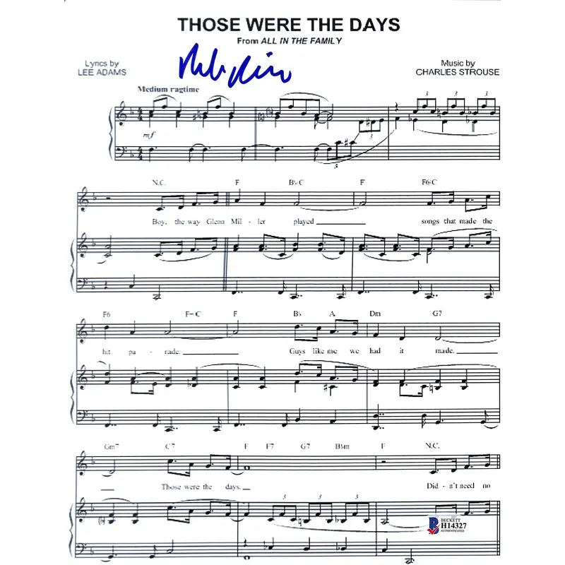 Rob Reiner Authentic Signed All In The Family Music Sheet Photo BAS #H14327