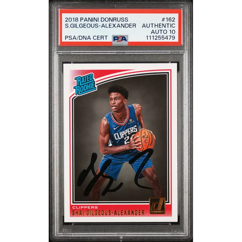 Shai Gilgeous-Alexander Signed 2018 Panini Donruss RR #162 Card Auto 10 PSA Slab