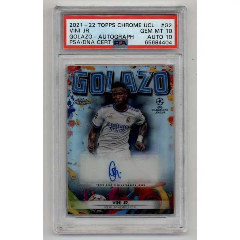 Vini Jr 2021-22 Topps Chrome UCL Golazo Auto 36/99 PSA 10 Gem Mint Auto 10