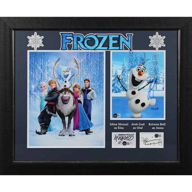 Frozen Idina Menzel, Josh Gad & Kristen Bell Authentic Signed Framed Display BAS