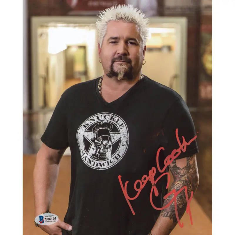 Guy Fieri Diners, Drive-Ins & Dives "Keep Cookin" Signed 8x10 Photo BAS #Y06103