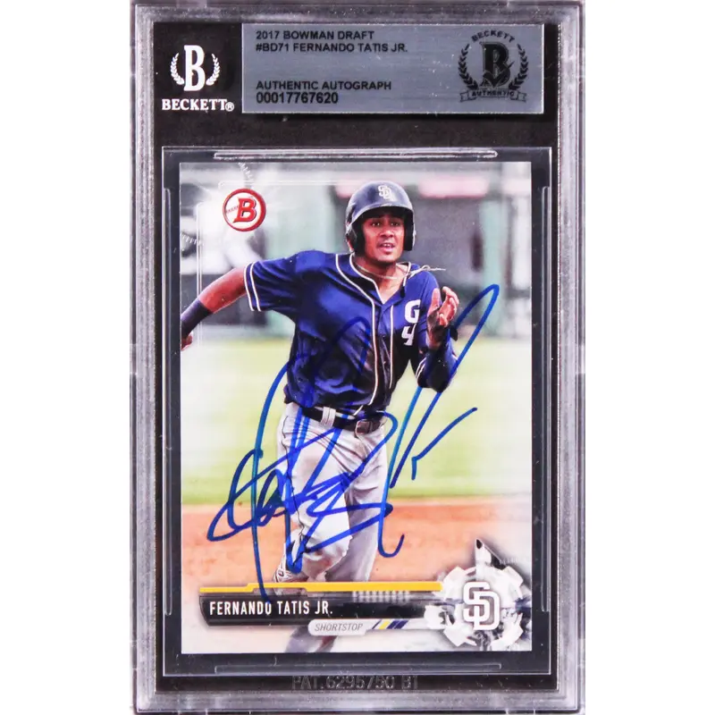 Padres Fernando Tatis Jr. Signed 2017 Bowman Draft #BD71 Rookie Card BAS Slabbed