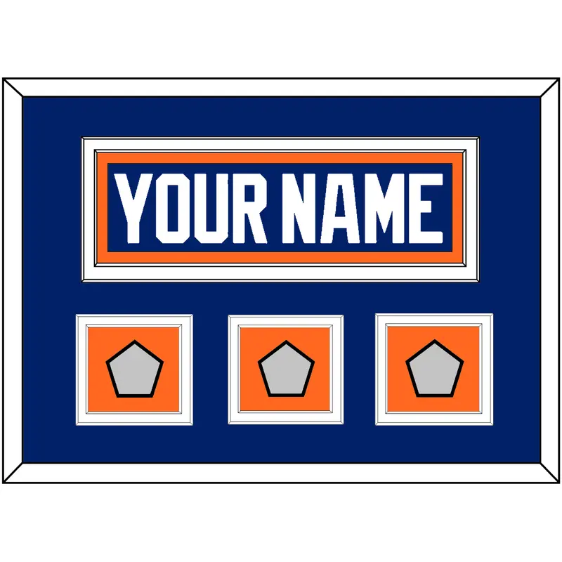 Edmonton Nameplate & 3 Stanley Cup Champions Patches - Road Blue (1981-1994) - Double Mat 2