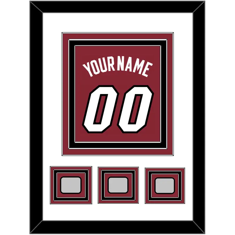 Miami Name & Number With 3 Finals Patches - Alternate Red (2009-2017) - Triple Mat 2