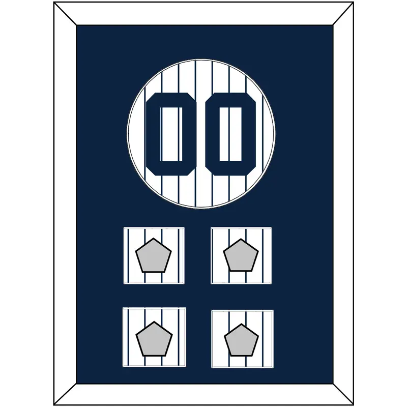New York Number & 4 World Series Jersey Patches - Pinstripes - Single Mat 1