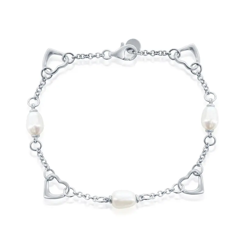 Sterling Silver FWP and Heart Link Anklet