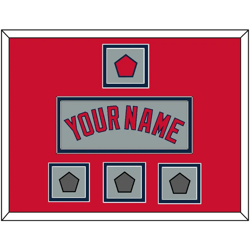 Boston Name, Logo Patch & Three World Series Champions Patches - Road Gray - Double Mat 3